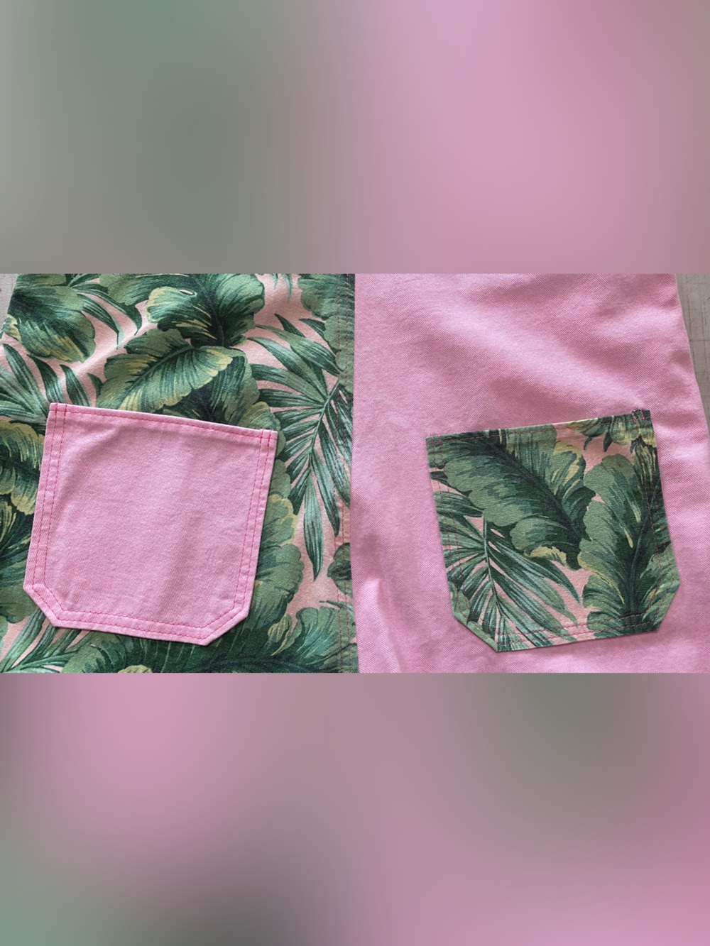 Homemade tropical, print and pink women’s overalls. 100% cotton made by me. - Picture 8 of 13